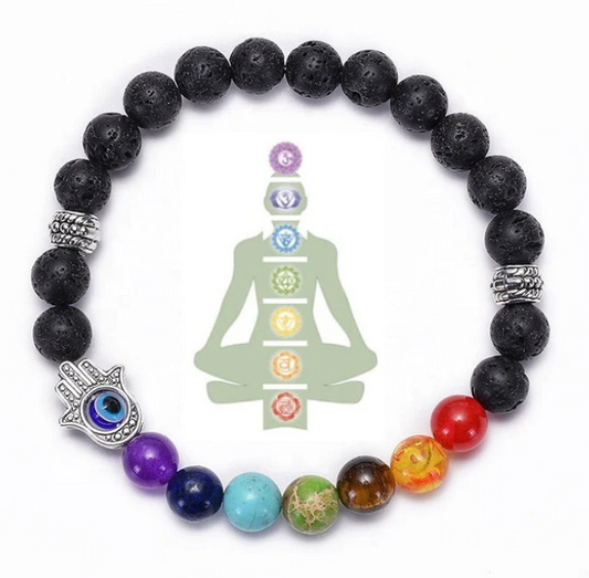 Pulseras de roca de lava 7 chakras