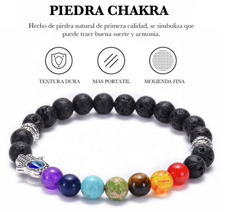 Pulseras de roca de lava 7 chakras