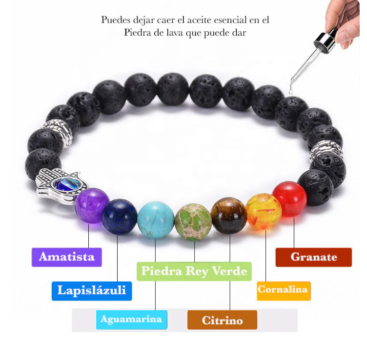 Pulseras de roca de lava 7 chakras